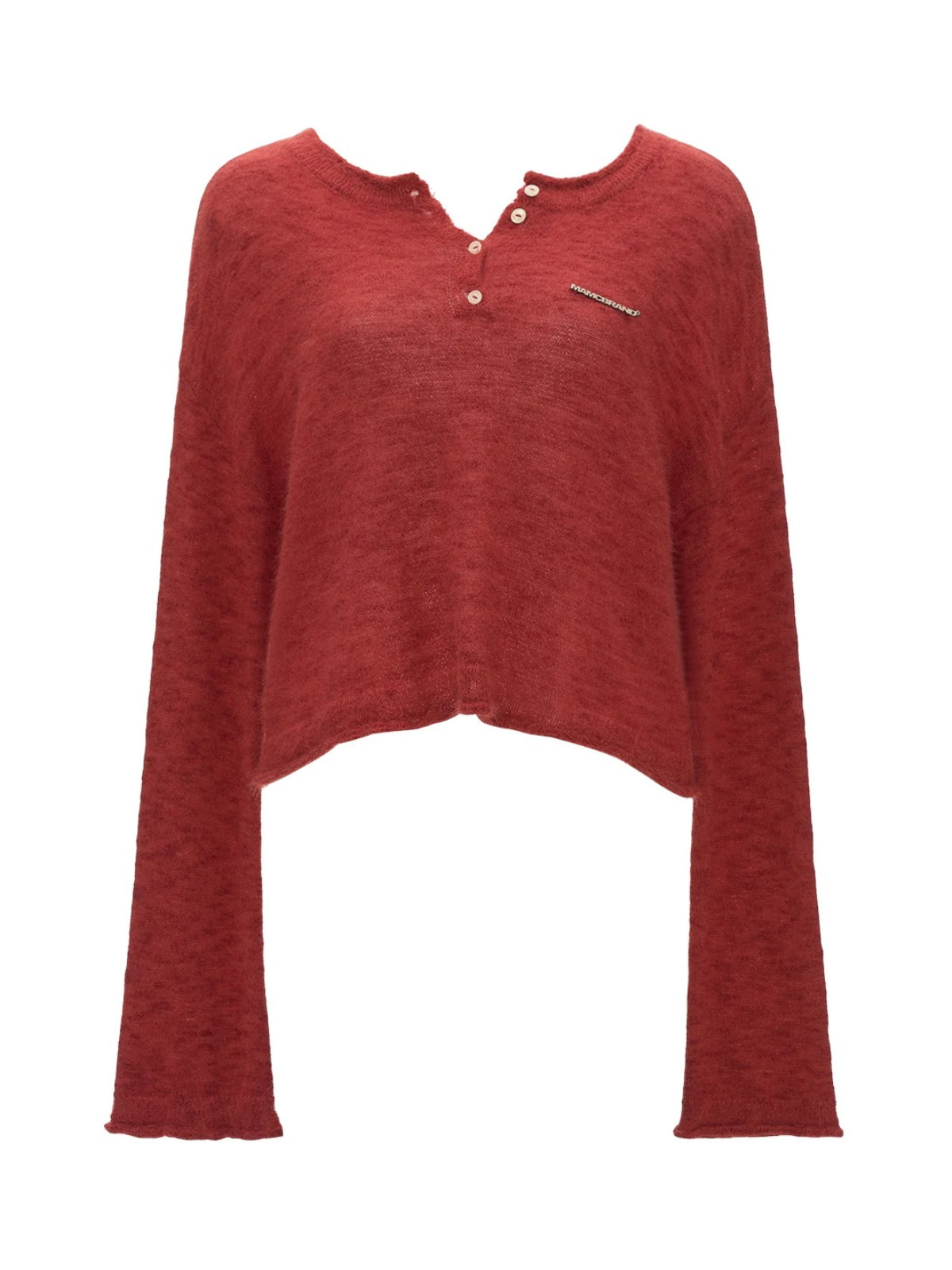 Mohair Open-Back Cropped Knit Sweater