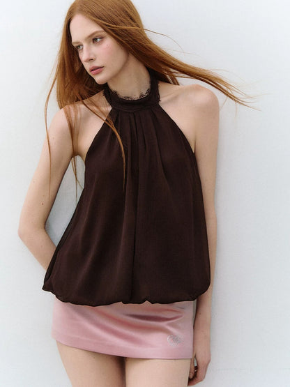 Pleated Halter Chiffon Top
