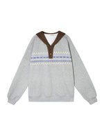 Contrast Patchwork Hooded Fleece Sweatshirt