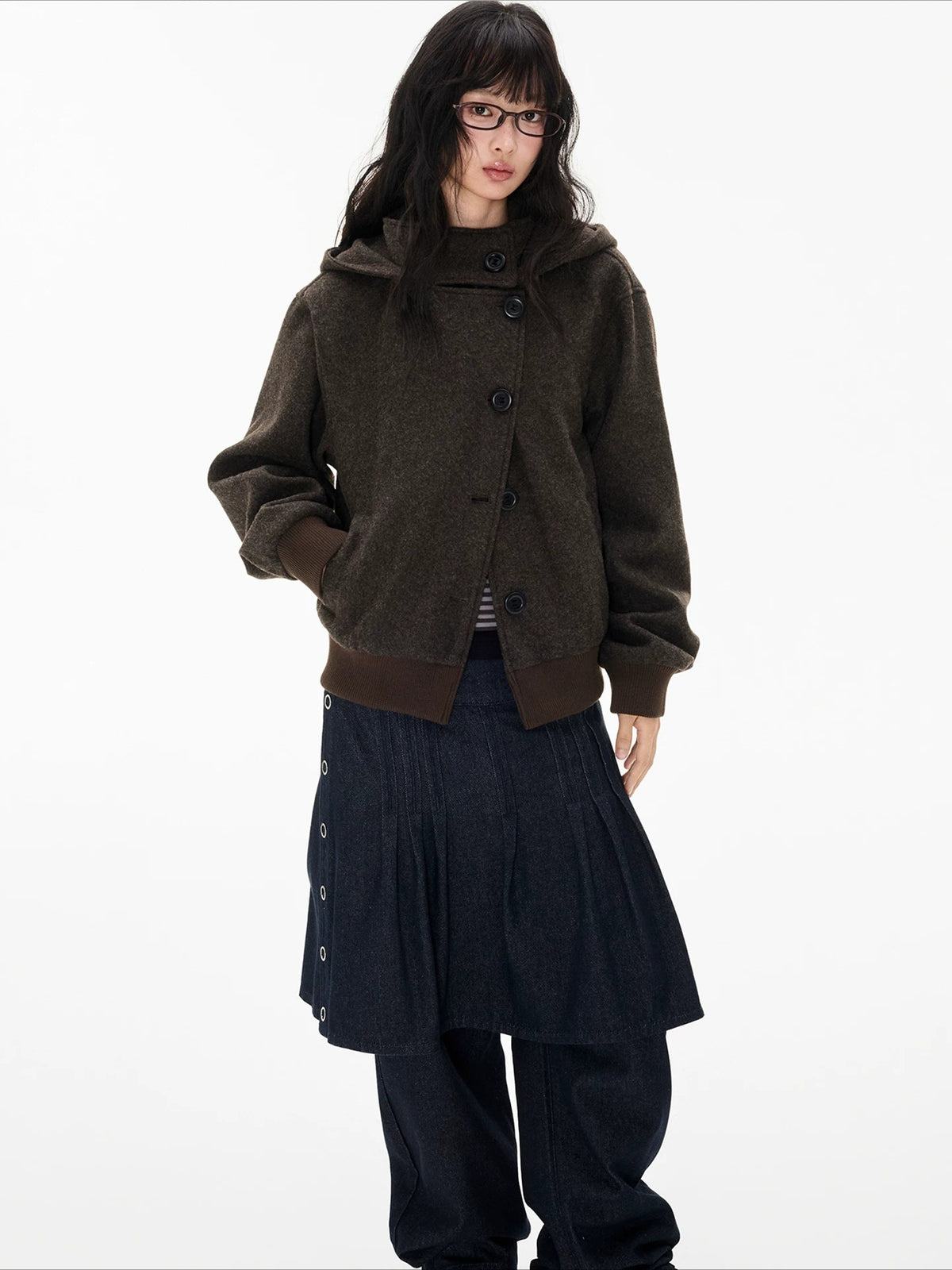 Hooded Wool Blend Jacket