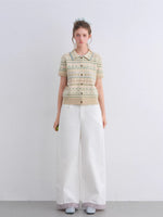 Plaid Cuff Curved Pants