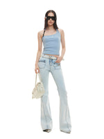 Blue Braided Flare Jeans