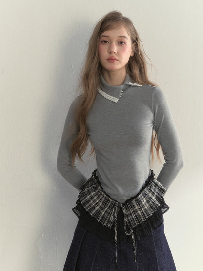 “Layered Essential” Pleated Panel Knit Top