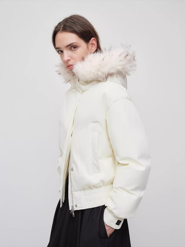 Beige &amp; Brown Faux Fur Down Parka