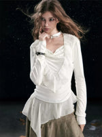 Sweet Ruffle Asymmetric Tencel Top