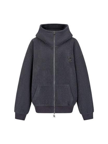 Heavyweight Shearling High-Collar Hoodie