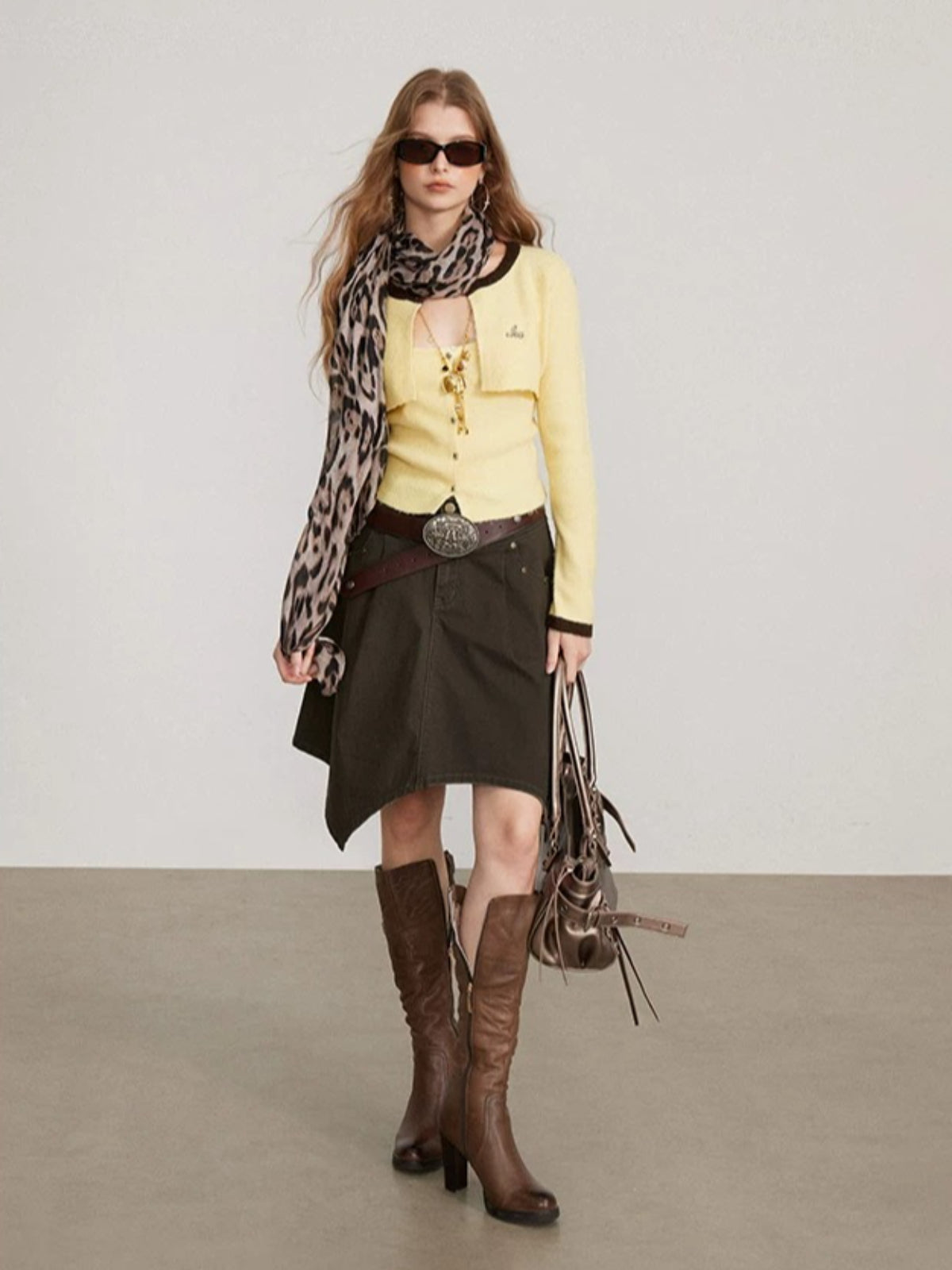 Irregular Utility Cargo Midi Skirt