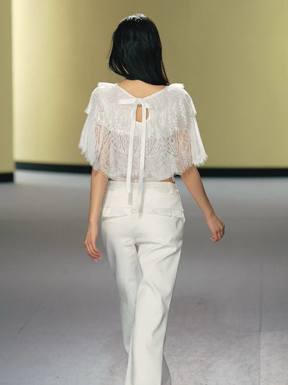 V-Neck Lace Cape Top