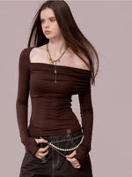 Asymmetrical Off-Shoulder Long Sleeve Top