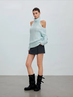 Cold Shoulder Turtleneck Knit