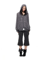 Hooded Mohair Blend Knit Cardigan