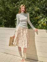 Pleated Floral Skirt
