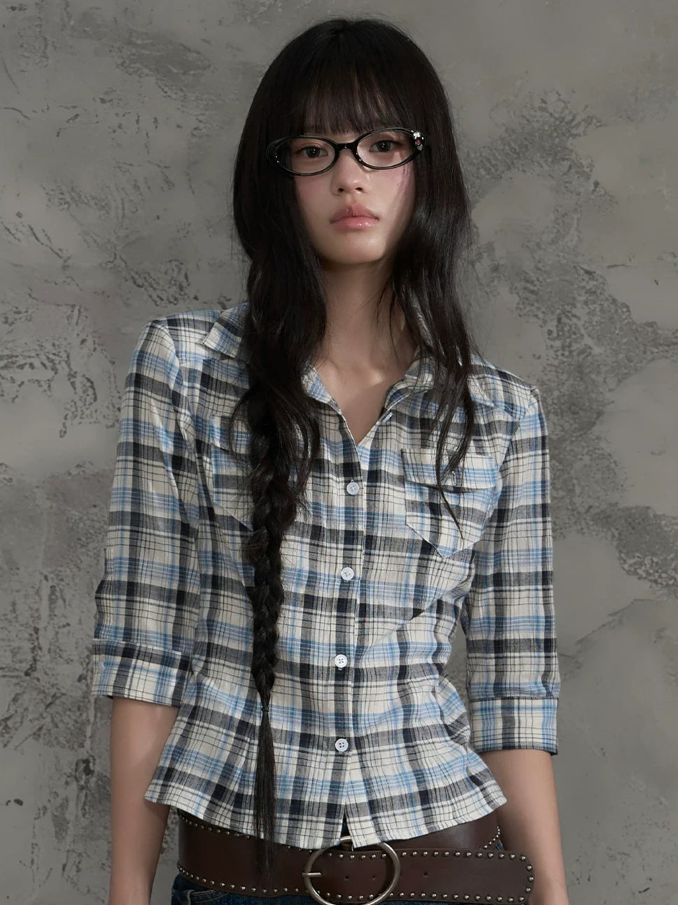 Plaid Ruched Shirt