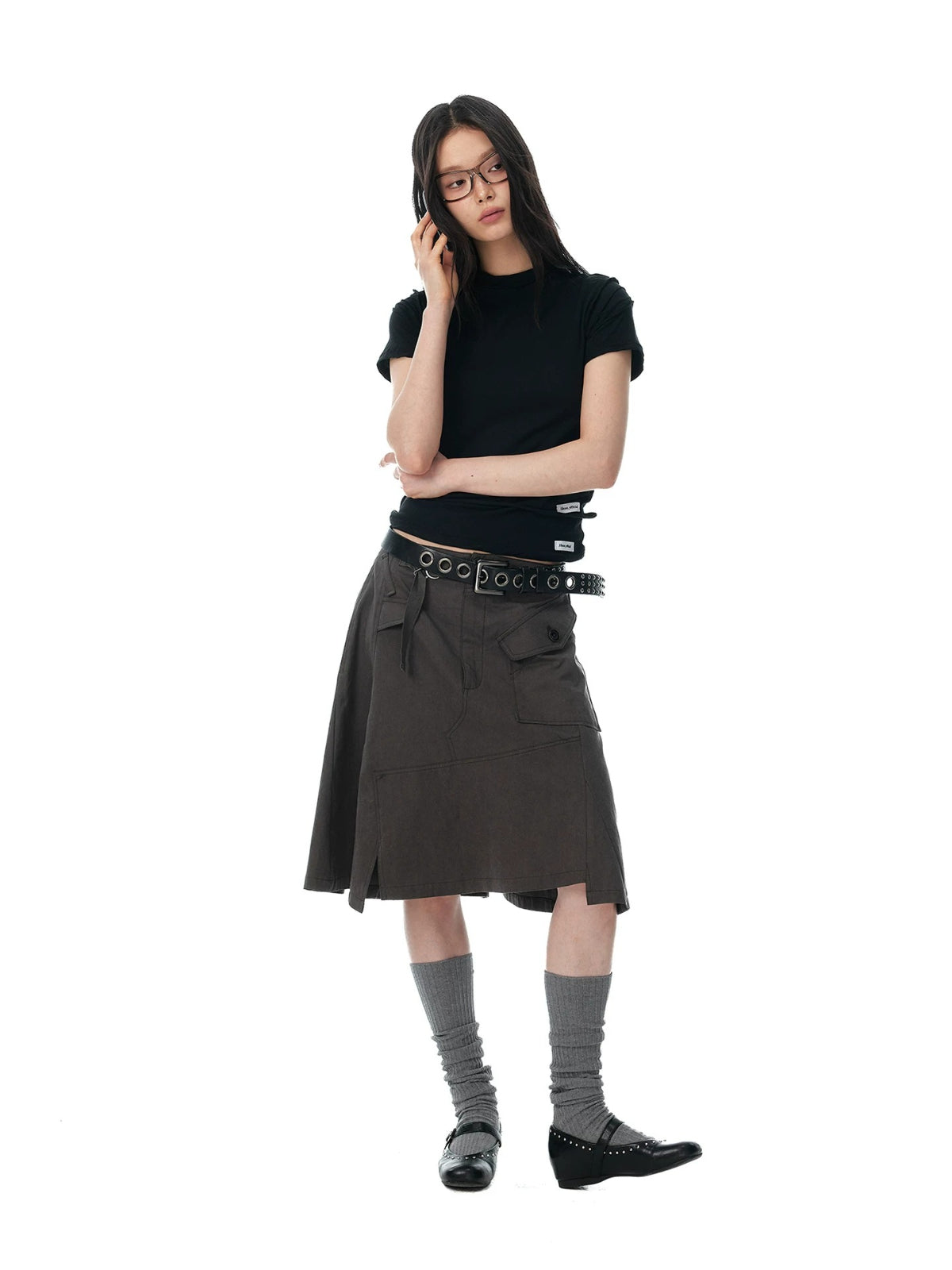 Minimalist Ruched Back Zip T-Shirt