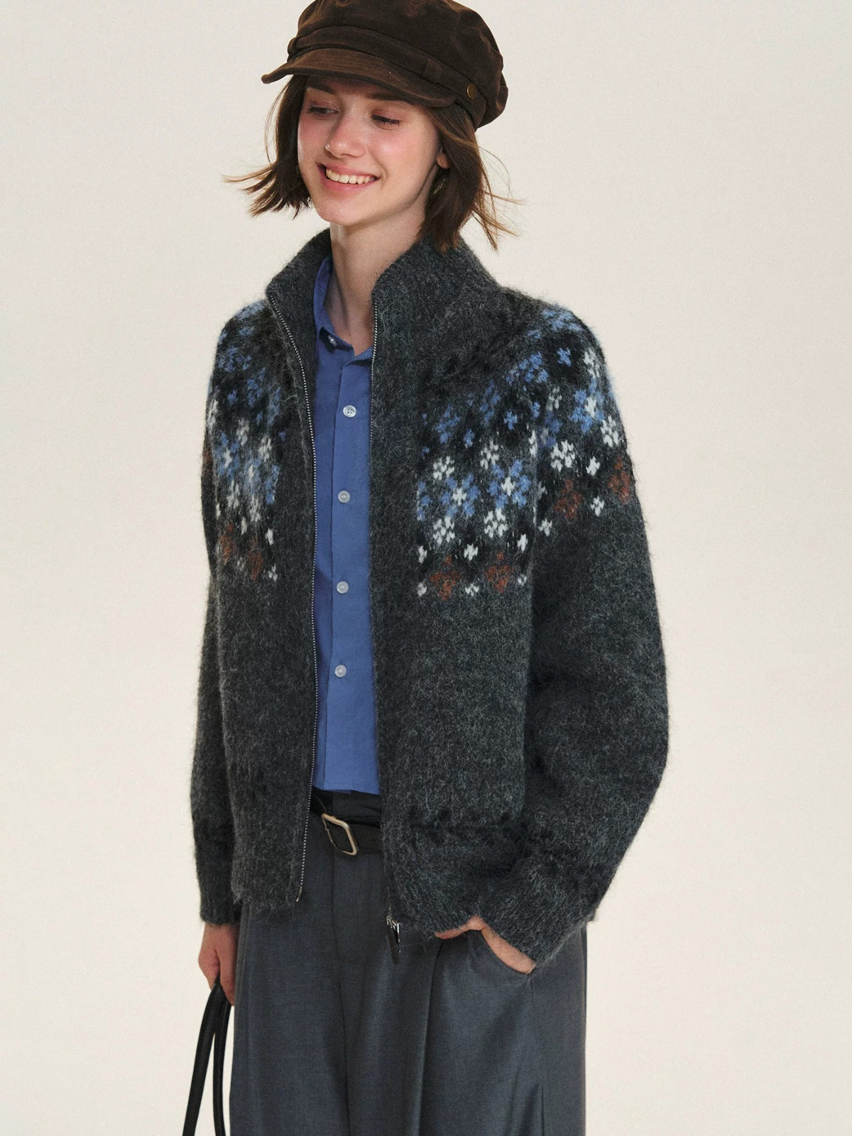 Vintage Fair Isle Zip Cardigan
