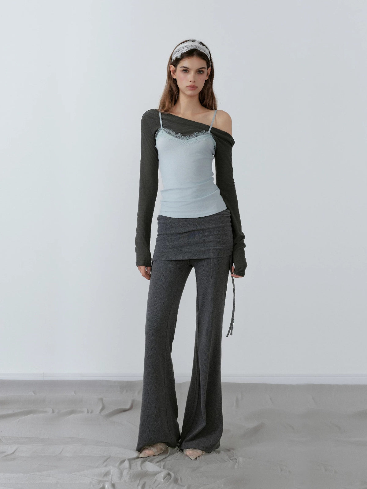 Lace Contrast Layered Top