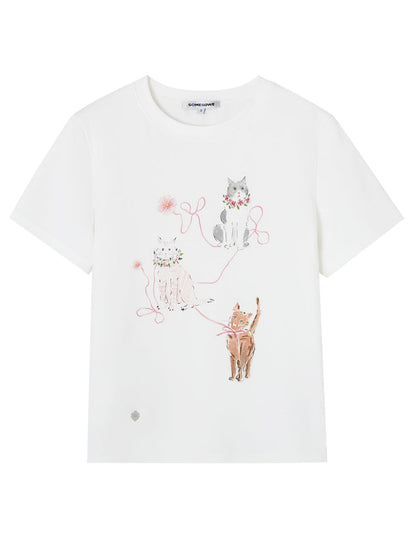 Hand-drawn Cat Short-sleeve T-shirt