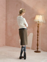 Vintage Minimal Pencil Midi Skirt