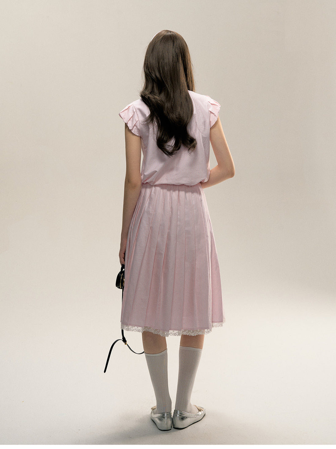 Flutter Sleeve Drawstring Shirt & Skirt