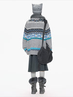 Contrast Stand Collar Knit Cardigan