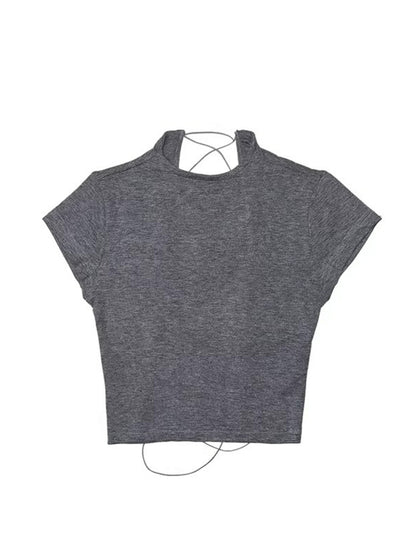 Deleteex Backless Tie Crop Tee