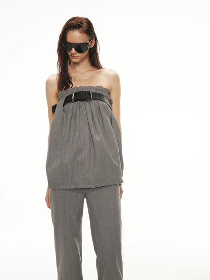 Linen Bandeau Pants Set