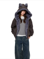 Faux Suede Cat Ear Jacket