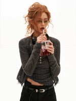 Wool Lace V-Neck Fitted Top