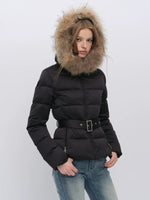 Fur Collar Belted Down Jacket
