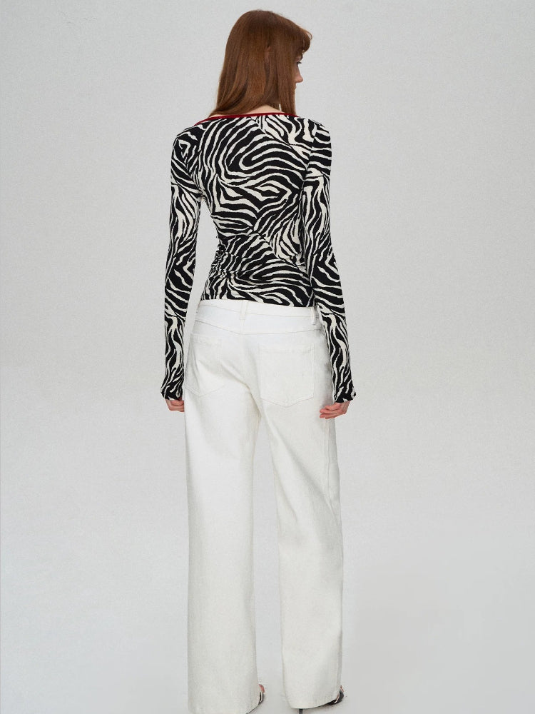 Zebra Deep-Neck Top