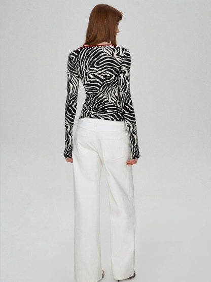 Zebra Deep-Neck Top
