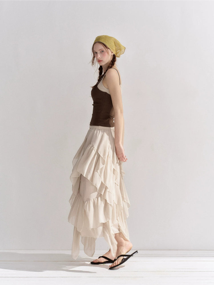 Ruffle Layer Chiffon Skirt
