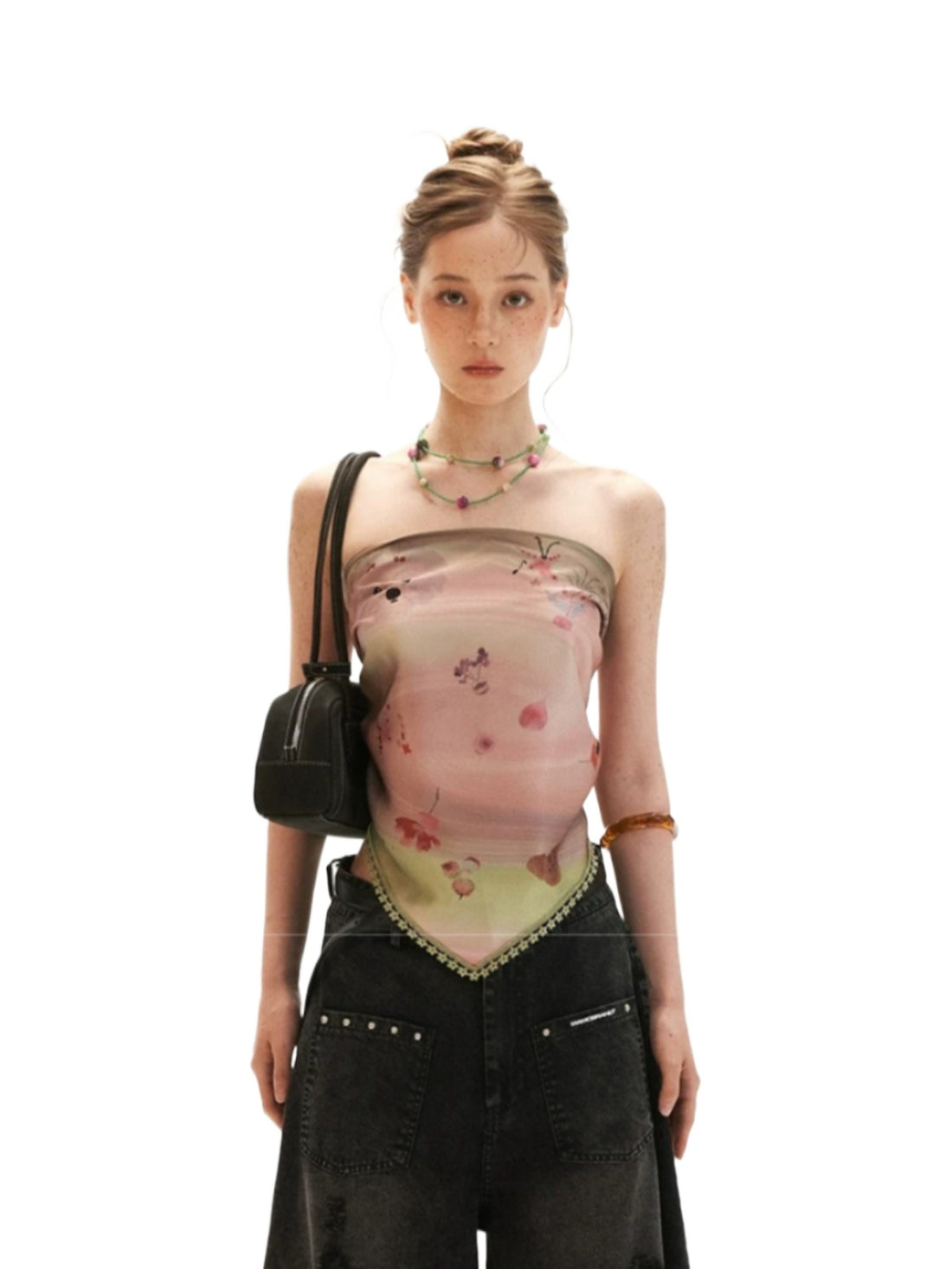 Reversible Swirl Print Scarf Tie Top