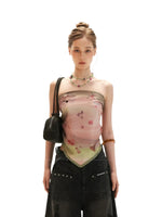 Reversible Swirl Print Scarf Tie Top
