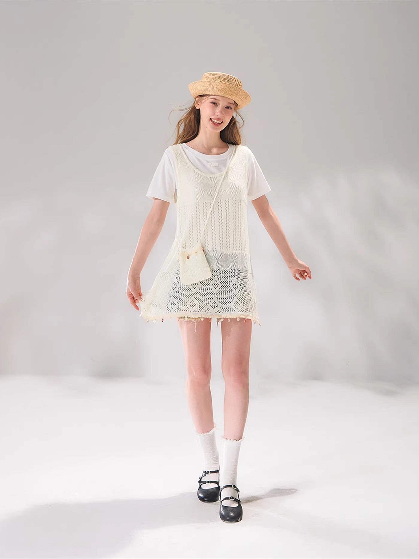 Shell Trim Knit Layered Set