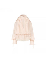 Rhinestone Sheer Chiffon Blouse