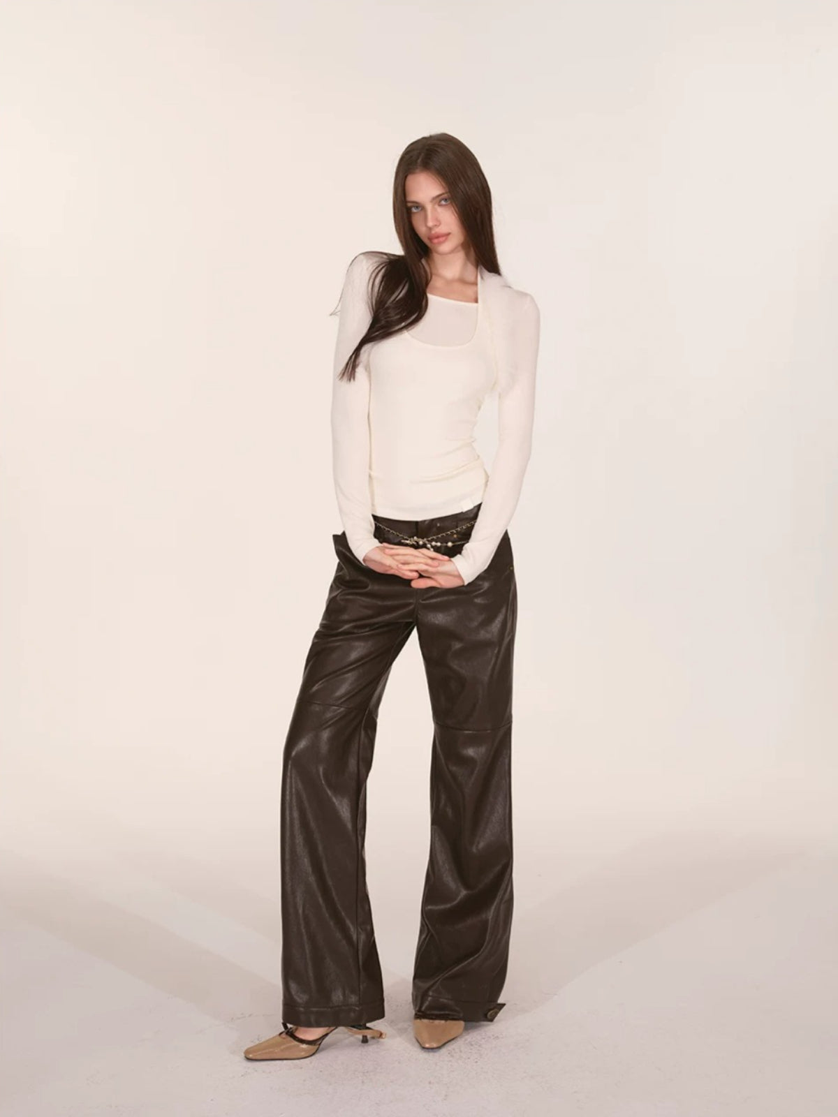 Fox Fur Trim Layered Halter Knit Top