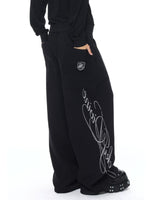 Embroidered Wide Leg Sweatpants