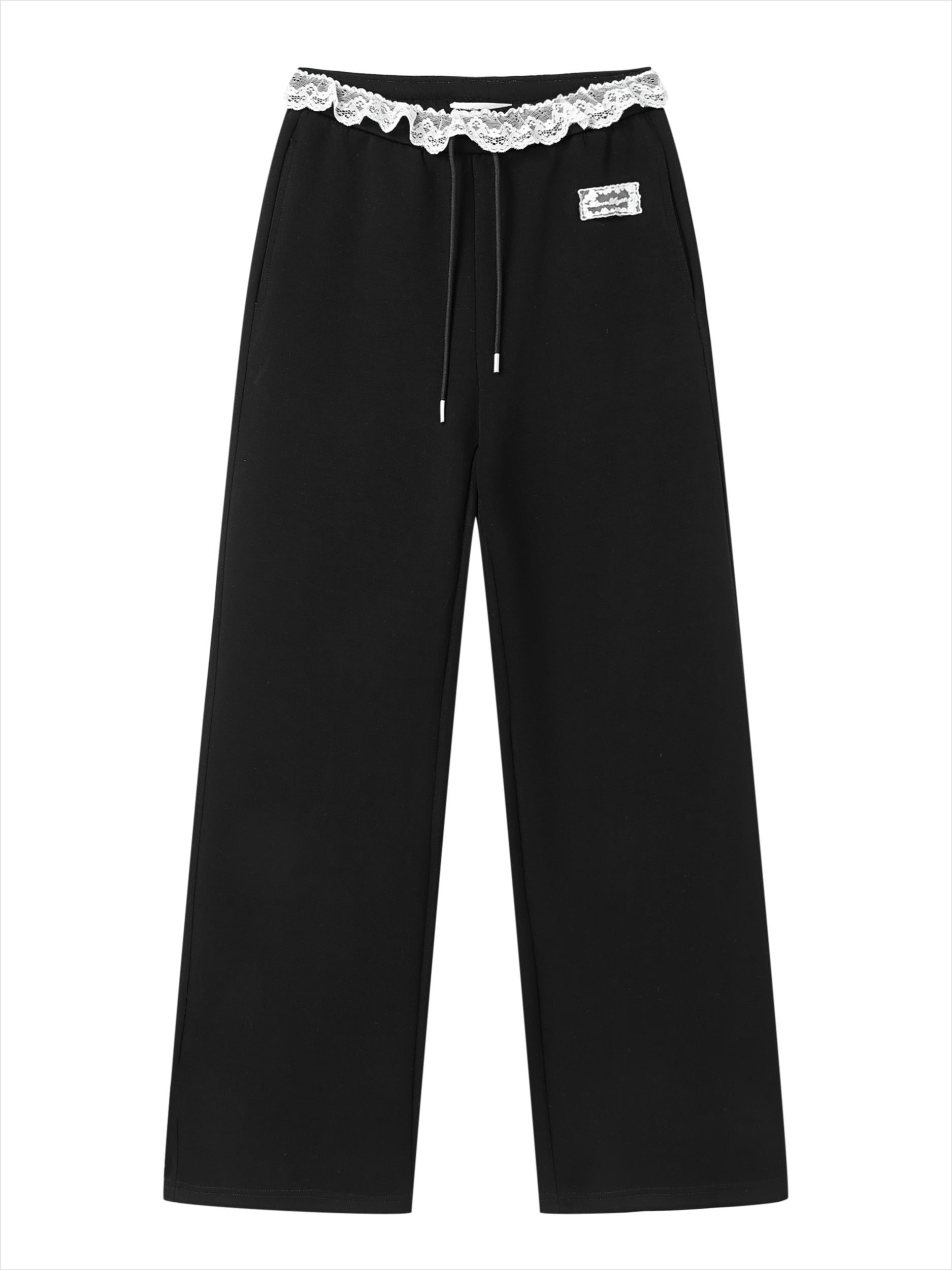 Lace Waist Wide-Leg Sweatpants