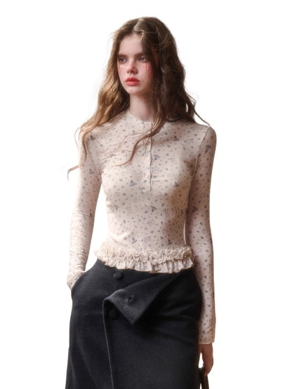 Printed Ruffle-Hem Top