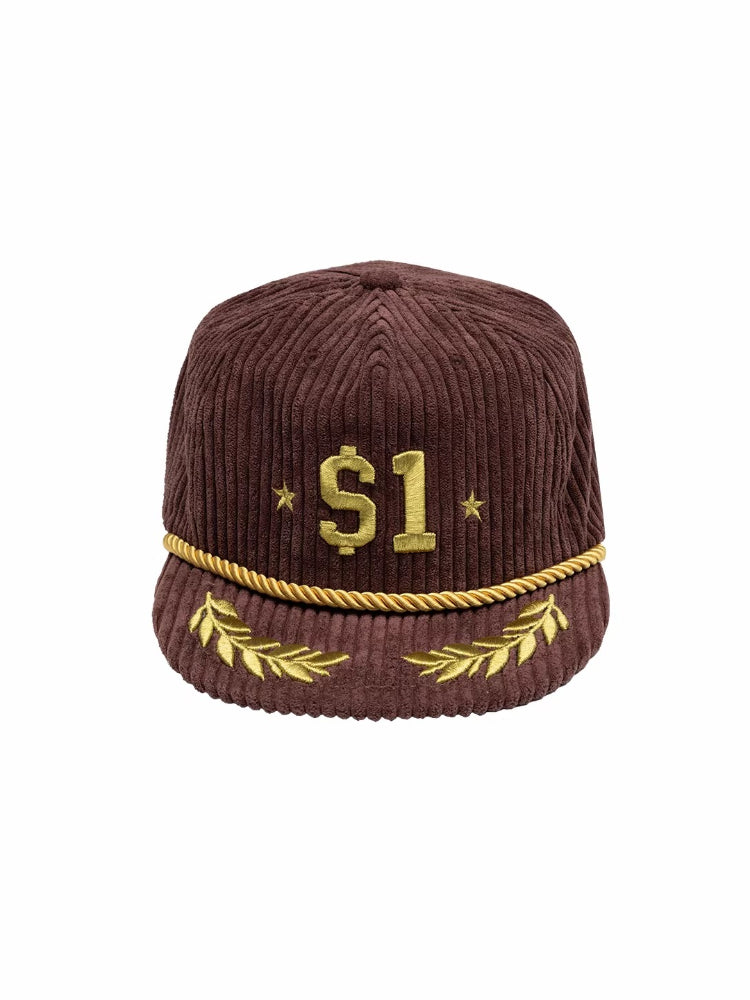 Corduroy Embroidered Flat Cap