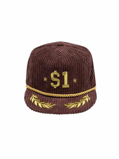 Corduroy Embroidered Flat Cap