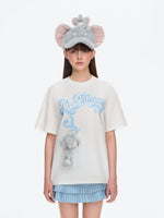 Elephant Bear Print Logo Cotton T-shirt