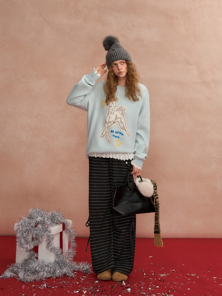 Jacquard Pony Crewneck Sweater