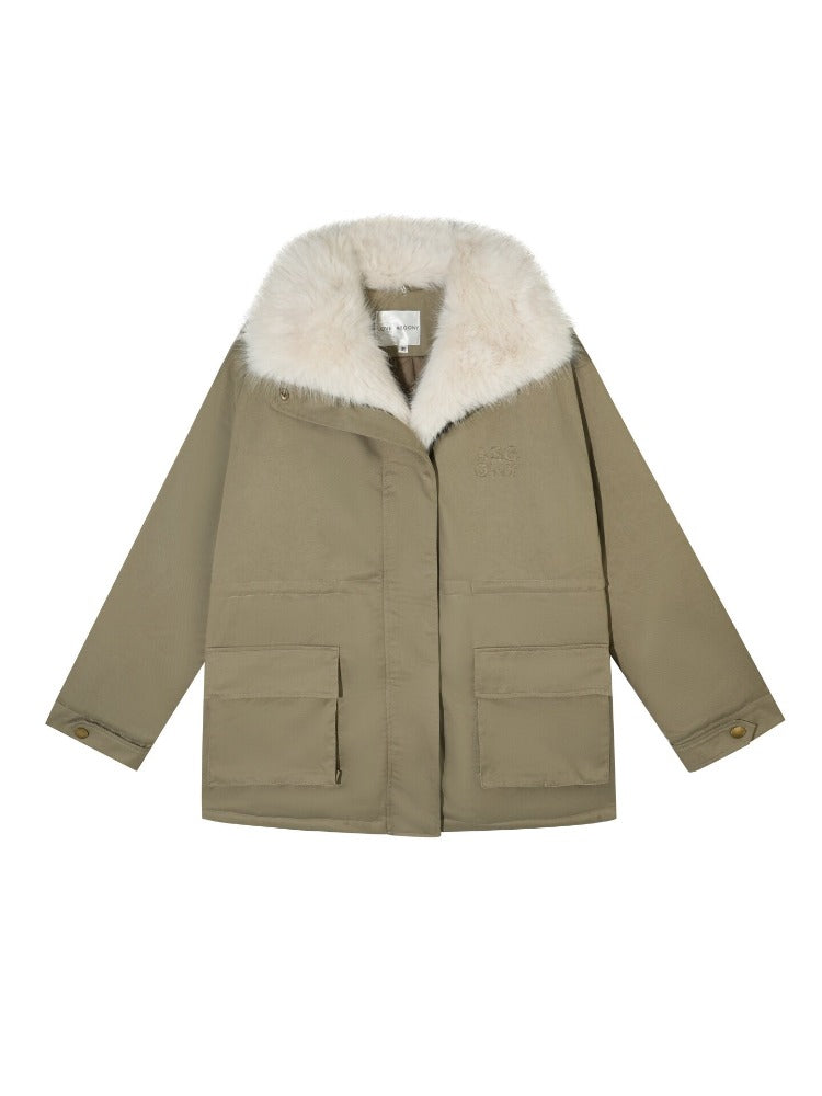 Detachable Fur Collar Padded Parka