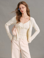 Velvet Tie Front Knit Layered Set