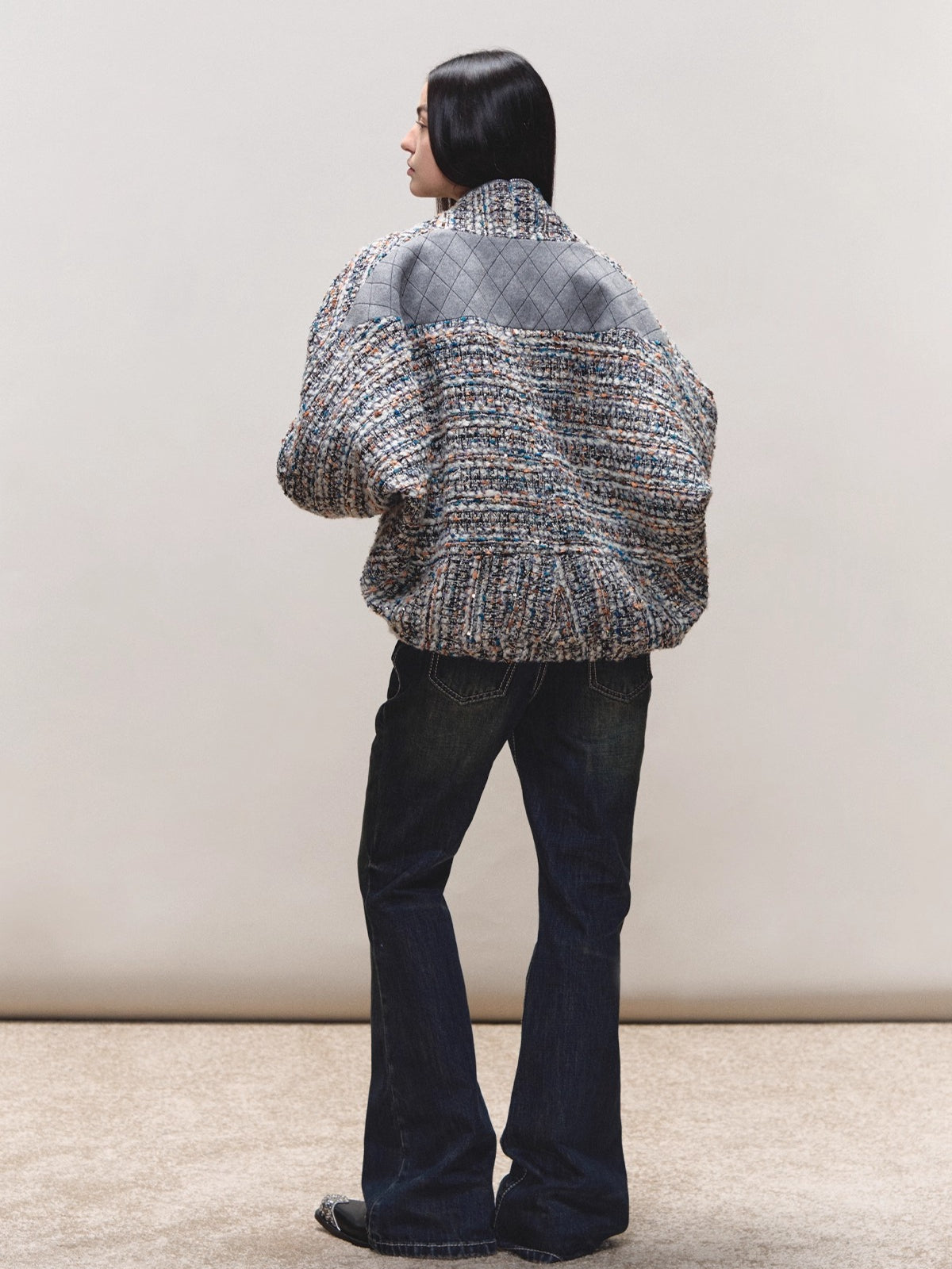 Wool Cutout Buttoned Slim Knit Top