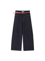 Red Belt Curved Jeans