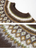 Fair Isle Jacquard Crewneck Knit Sweater
