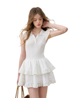 Lace Trim Flutter Sleeve Mini Dress